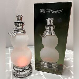 Snowman Frosted Glass Mini Lamp International Silver Company Colorful Light Up
